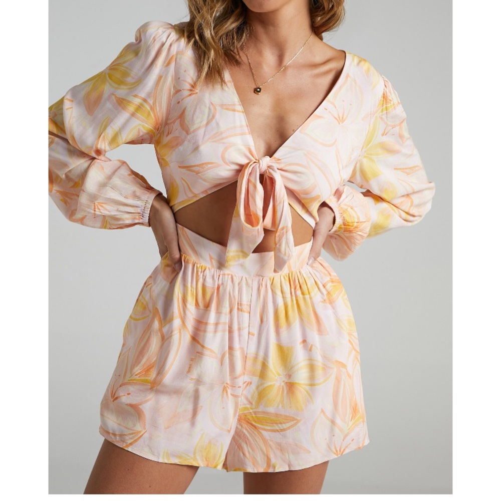 Pink and Orange Floral Playsuit
